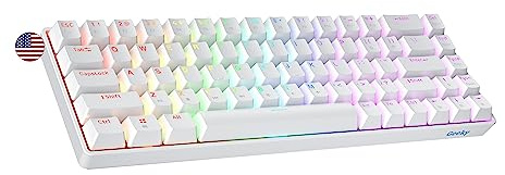 Geeky GK65 SE 65% | Mechanical Gaming Keyboard | 68 Keys Multi Color RGB LED Backlit for PC/Mac Gamer | ANSI US American Layout (White, Mechanical Brown)