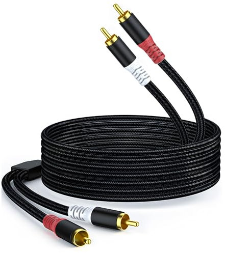 HOSONGIN RCA Audio Cable 25FT - Dual Shielded Noise Free Durable Braided Male to Male Long Audio Cord for Home Theater/Amplifier/Subwoofer/Speaker/Audio Receiver/Vinyl Record Player/SoundBar - 25 feet