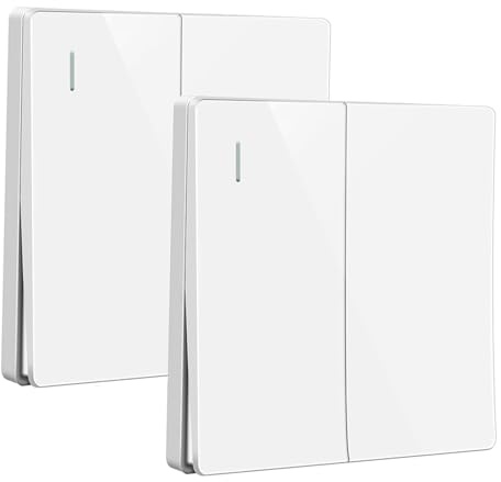ZFQ Juego de 2 interruptores de luz de 2 vías, 2 vías, color blanco, empotrable, sin tornillos, interruptor basculante, interruptor táctil, interruptor de pared, 10 Amp, 250 V