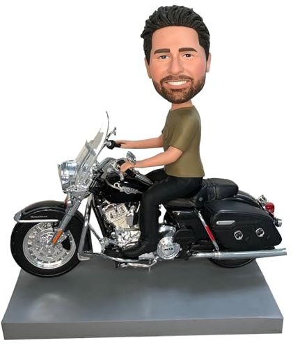 Custom Bobble-Heads Figurine Customized Doll, Custom Bobblehead Motorcycle, Bobble Head Figures Handmade Personalized Sculpture Gift for Motorcycle Driver