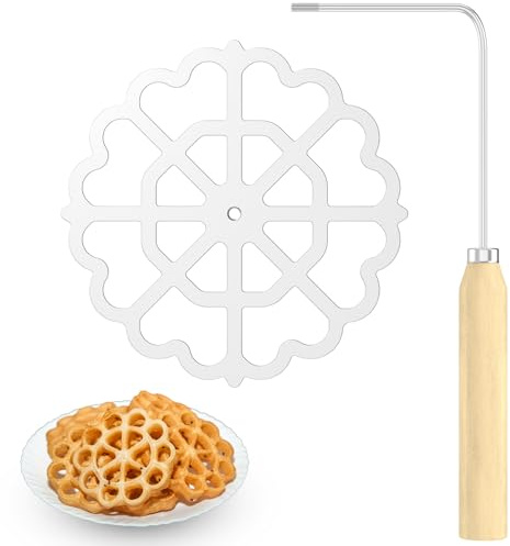 Moule à gaufres, rosaces, timbales, Bunuelos, avec poignée en bois, en aluminium, 1 moule pour rosette de biscuits Bunuelos (1 article)