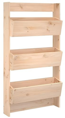 Pflanzenregal indoor & outdoor wetterfest | Pflanzpyramide und Pflanzkübel Holz für Wand mit 3 Etagen | 3x Blumentopf mit Gestell innen & außen | Pflanzkasten & Pflanzgefäß drinnen sowie draußen