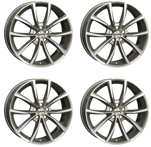 4x AUTEC Felgen Alufelgen ASTANA 9.0x20 ET35 5x112 Titansilber poliert kompatibel mit Mercedes-Benz GLC SL S E GLA GL GLB AMG EQE GLS A EQS C EQC
