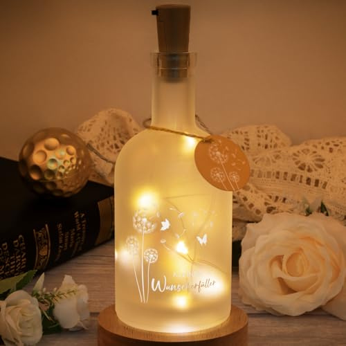TUZELIYA Luz LED para botella con texto en alemán Kleine Wunscherfüller - Geschenke für Frauen - Weihnachtsgeschenk - Geldgeschenk - Geschenk für Geburtstag Hochzeit Weinacht