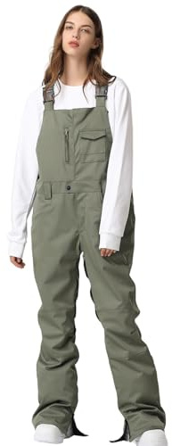 HOUZONIY Pantalones de esquí para mujer, baberos de nieve, impermeables y resistentes al viento, pantalones de esquí aislados resistentes al desgaste, para senderismo, escalada, K03-verde militar, M