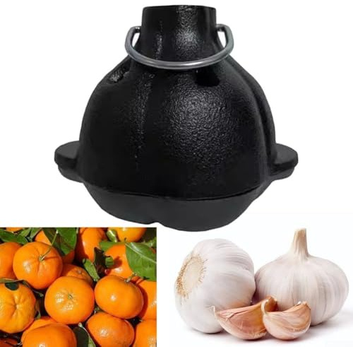 Sartén de hierro fundido, Horno de ajo, Sartén para asar ajo, Hornear asador de ajo, Horno holandés de hierro fundido pre-sazonado, Para asar verduras, carnes