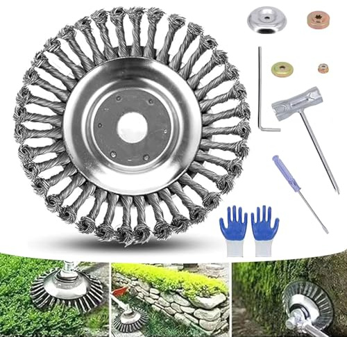 Tete Brosse Debroussailleuse, Ultracut Débroussailleuse, Universelle Kit De Tête De Coupe-Brosse en Fil d'acier De avec Rondelle De Butée pour Outil De Remplacement Rotatif De Pelouse (200x25.4mm)