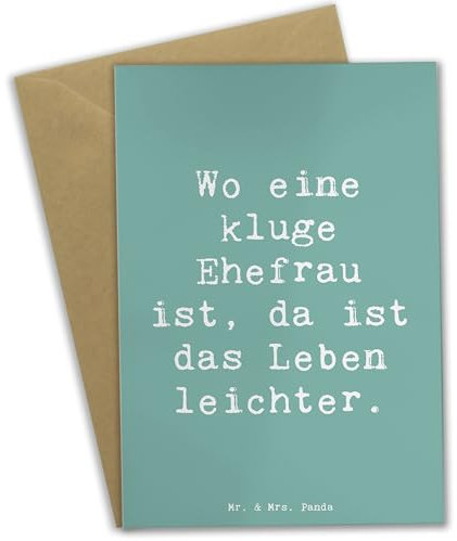 Mr. & Mrs. Panda Grußkarte Spruch Kluge Ehefrau - Geschenk, Lächeln, für, Partnerschaft, weihnachtskarten, Verwandte, babykarte, osterkarte, Lebensqualität, einladungskarten, Unterstützung, klug