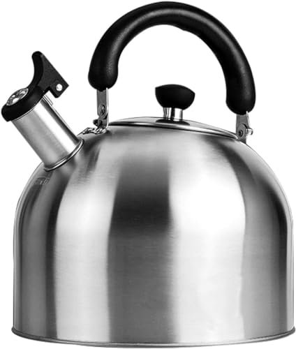 ABBNIA 3L Modern Stainless Steel Whistling Tea Kettle - Classic Teapot Teakettle for Stove Top With Handle Small Teapot Water Boiler for Tea Coffee Mirror Finish Silv