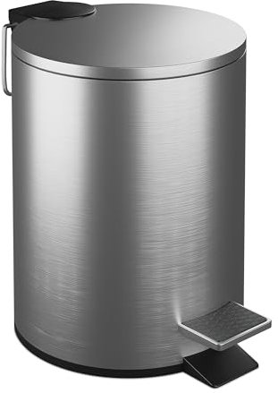 Relaxdays Kosmetikeimer, 3 Liter, Absenkautomatik, entnehmbarer Inneneimer, Edelstahl, Bad Mülleimer mit Deckel, silber