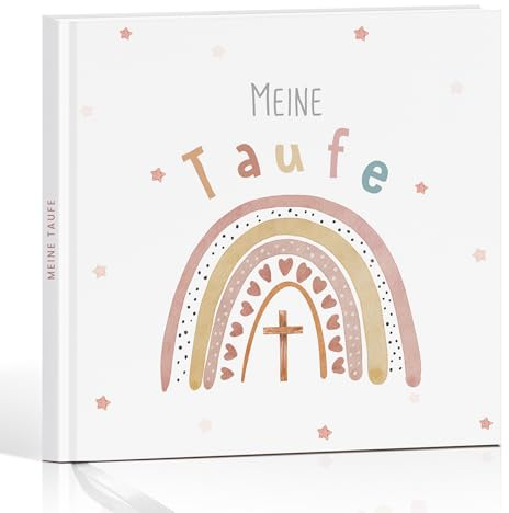 Legezon Taufbuch Mädchen, Gästebuch Taufe mit 72 leeren Seiten, Premium Papier für Glückwünsche Fotos und Erinnerungen, Taufgeschenk für Mädchen, Patenkind Geschenk, Taufalbum mit Regenbogen Design