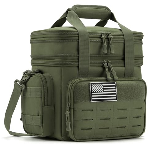 QT&QY Taktisk Lunchlåda för Män Expanderbar 18L Tung Duty Militär Isolerad Kylväska, Läcktät Termisk Lunchväska för Arbete Camping Utomhus Picknickbalja Laserskuren MOLLE-system