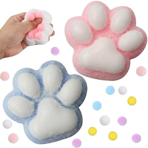 2 Stück Cat Paw Squishy Toy, Katze Pfote Squishy Squeeze Spielzeug,Katze Pfote Squeeze Spielzeug für Stress Linderung, Fidget Spielzeug für Kinder Teenager Erwachsene Home Office Entspannung