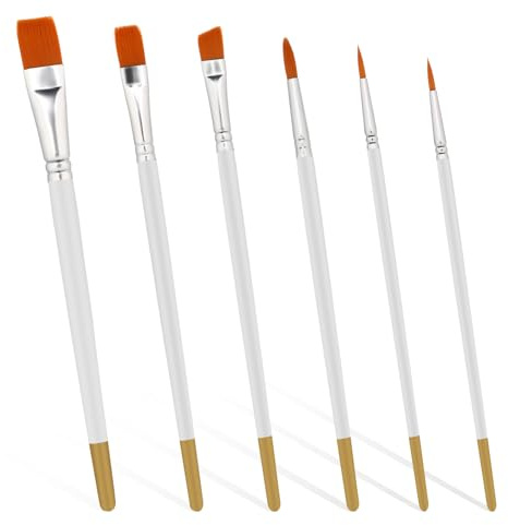 Vin Beauty 6Pcs Food Paint Brush Cake Decorating Brushes, Cookie Decorating Paint Brushes, Food Safe Basting, Cooking, Baking, White, Synthetic, Nylon Handle