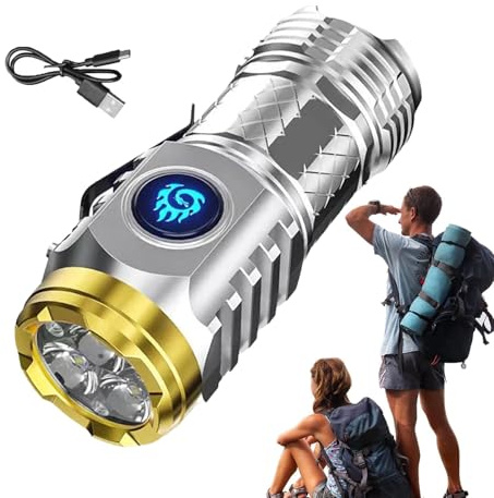 torcia da campeggio, torcia ad alto lumen - Torcia a LED potente a 5 modalità, lumen elevati,Piccola torcia portatile per l'escursionismo indispensabile