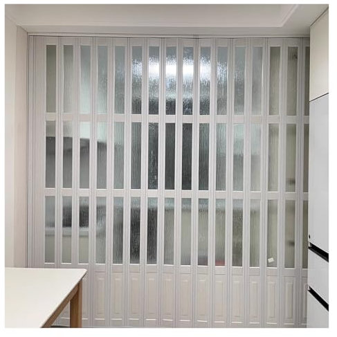 Falttüren aus PVC, wasserdicht, leicht zu reinigen, Akkordeon-Falttüren für Badezimmer, Garage, Schränke und Raumteiler mit oberer Schiene aus Aluminiumlegierung