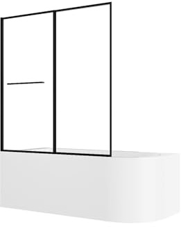 Vente-unique - Baignoire douche blanche avec pare baignoire coulissant - 240 L - Angle gauche - ANIKA