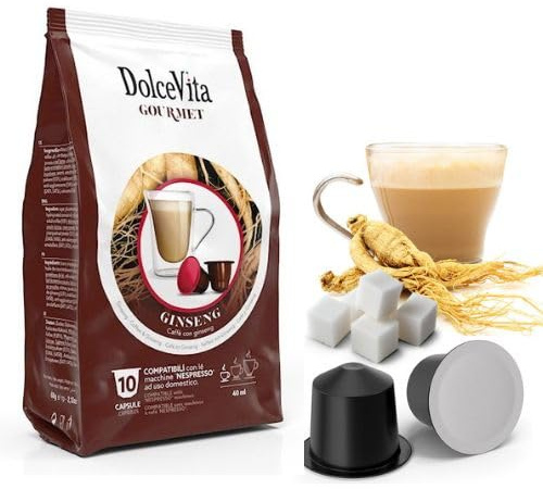80 Capsule GINSENG DOLCE DOLCE VITA Compatibili con Nespresso - Senza Glutine -