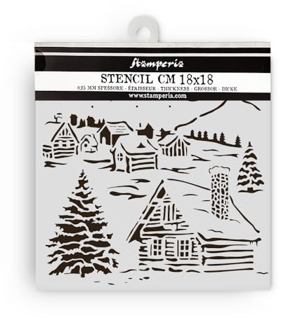 Stamperia - Thick Stencils for Scrapbooks, Albums, Cards, Bullet Journalling, and More, Flexible Material, Easy to Clean, Perfect for Hobbies, Crafts and Gifting (The Owl’s House, Cottage)