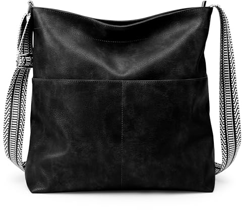 Cracked Handtasche Damen Groß Tasche Damen mit Verstellbare Schulterriemen | Shopper Tote Bag Umhängetasche Veganes Leder Beuteltasche Stofftasche für College Schule Arbeit Reisen Einkaufen