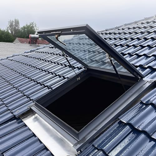 Skylight Windows Rooftop Attic Hatch Lid Sunroom Windows Aluminum Frame And Tempered Glass Sloped Flat Roof Ventilation Lighting Window 20X20 22x24 24x33 26x37 28x39 35x30in For Basements Attics