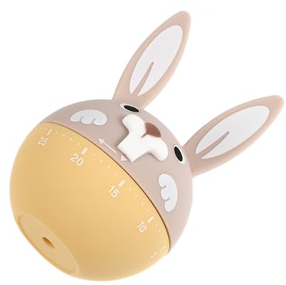 SMASOLO Adorable Rabbit Mechanical Kitchen Timer Cooking and Baking Countdown Clock Wind-up Timer for Family Activities and Board Games Yellow