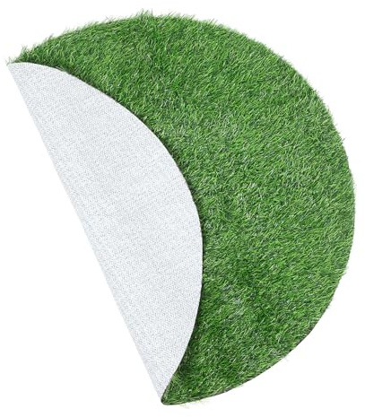 Kisangel Gazon Artificiel Décoratif Rond 100 CM de Diamètre Hauteur 25 CM Tapis Synthétique Vert Réaliste pour Plaque D’Égout Jardin et Terrasse Gazon Plastique Résistant et