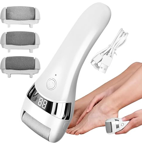Rimovitore Calli Per Piedi con 3 Teste per Kit Pedicure | Elettrica Per Pedicure Elettronica Per Pelle Secca e Dura Cura dei Piedi Casa Viaggio Spa Regalo Natale Compleanno