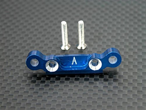 GPM Kyosho Mini Inferno Tuning Teile Aluminium Rear Arm Bulk (1 Deg) for Rear Gear Box with Screws - 1Pc Set Blue