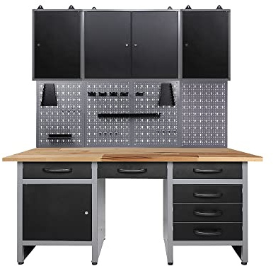 Ondis24 Werkstatteinrichtung 162 cm breit, Werkbank, Werkzeugschrank, Werkzeugwand
