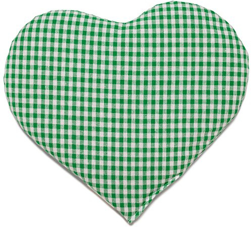 Cuscinetto a forma di cuore con noccioli di ciliegia - 30 x 25 cm verde-bianco - Cuscino termico