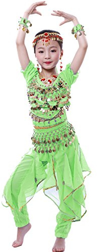 Astage Mädchen Halloween Bauchtanz Kostüm Anzug grün M