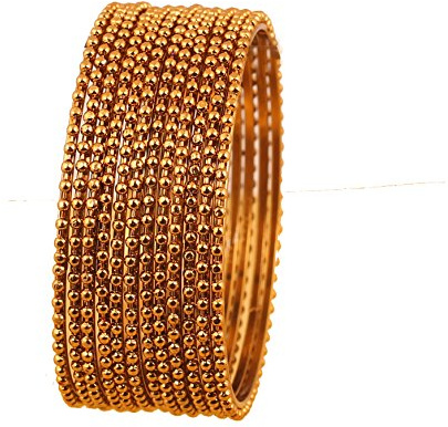 Touchstone New Golden Bangle Collection Indisches Bollywood Wunderschön gehämmerte Designer-Schmuckarmreif-Armbänder 4er-Set in antikem Goldton für Frauen.