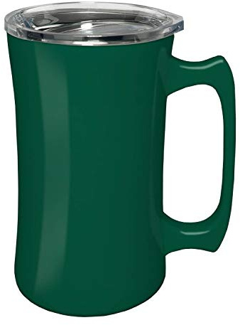 True North Stainless Steel Insulated Beer Mug Tumbler + Tankard with No-Spill BPA Free Triton Lid, Keeps Drinks Warm or Cold for 24 Hours, Perfect for IPA, Coffee, Tea or Wine, 20 oz, Sport Green