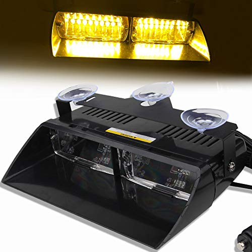 Balise Feu de Détresse Ambre 16 LED Application de la Loi Lumière Avertissement Stroboscope Clignotant Lampe D'urgence avec la ventouse 12V Pour le toit/le tableau de bord/le pare-brise internes