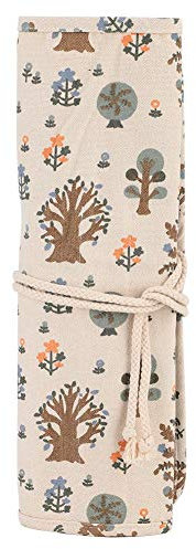 Trousse à Crayons Enroulable Trousse à Pinceaux Sac de Crayon en Impression Florale Toile Artiste Coloré Pinceau Rideau Stylo Trousse à Grande Capacité