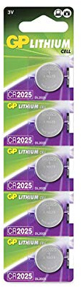 CR2025 Batteries - Pack of 5 | GP Extra | CR 2025 Lithium 3V Batteries - Long Lasting and High Performance for Medical Devices and Laptops, Scales and Key Rings