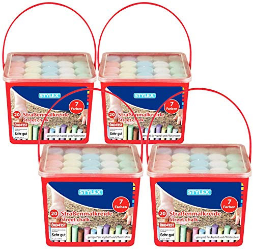 Stylex Straßenkreide/Straßenmalkreide/im praktischen Eimer (4 Eimer)