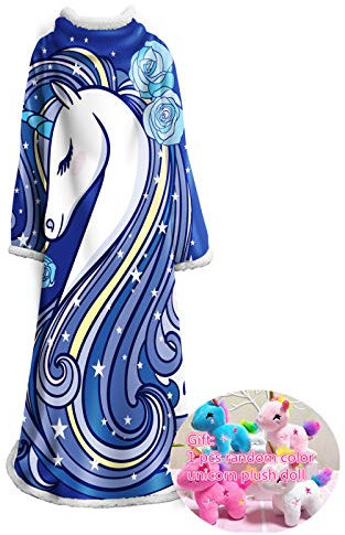 Stillshine. Wearable Decke Mit Ärmeln Arme TV-Decke 127x178 cm Microfaser 3D Einhorn Kuscheldecke Plüsch Fleecedecke weich sanft Lazy Decke Für Erwachsene Mädchen Frauen Damen (lila)