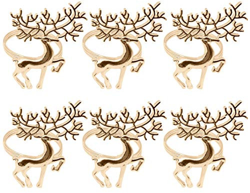 HshDUti Serviettenringe für Weihnachten, Rentier, Serviettenschnallen für Weihnachten, Urlaub, Party, Esstisch, Dekoration, Weihnachtsschmuck, Weihnachtsgeschenke, Roségold, 6 Stück