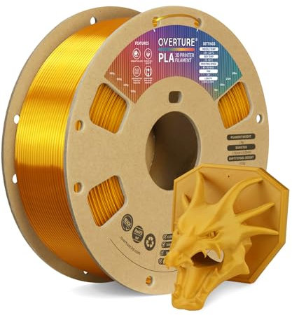 OVERTURE Filament PLA 1.75mm Aufgerüstet, 3D Drucker PLA Filament 1kg Spule (2.2 LBS), Maßgenauigkeit +/- 0.02mm (Royal Gold)