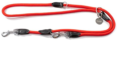 lionto Guinzaglio regolabile per cani, guinzaglio multifunzionale, guinzaglio doppio, guinzaglio a spalla robusto, resistente alle intemperie, 200 cm, rosso