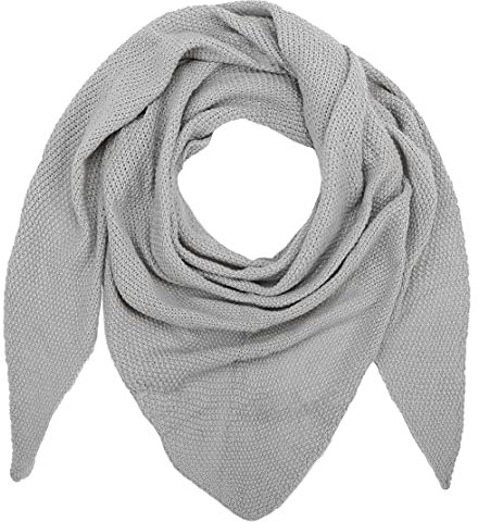 Ever Bloom Damen Schal, Strick Dreieck Schale, Weiches Dreieckstuch, Leichter Strickschal, Halstuch für Frauen und Mädchen Lang, Einfarbig 195 * 80 cm, Schal Farben:Hellgrau
