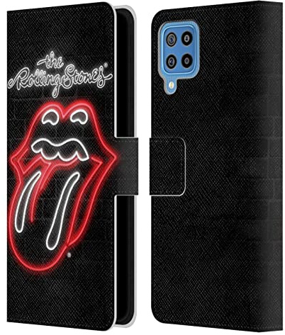 Head Case Designs Officially Licensed The Rolling Stones Neon Licks Collection Leather Wallet Case Compatible with Samsung Galaxy F22 (2021)