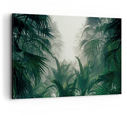 ARTTOR Bilder auf Leinwand 120x80cm Wandbild Botanik Wald - 4504 | Dschungel Blätter Palme Groß XXL Wanddekoration Wohnzimmer Schlafzimmer Wanddeko Wand Kunstdruck Wandkunst Wall Decor ARTTOR