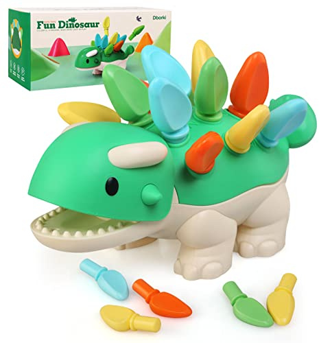 LinStyle Montessori Educational Toys Dinosaur for Toddlers 18 Month, Preschool Learning Fine Motor Skills Game Sorting Game 1 2 3 Girl Boy Birthday Gifts, 13 Pieces