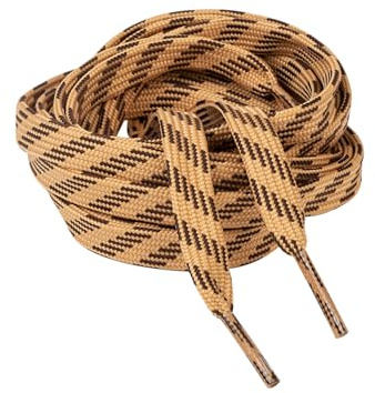 Kilter Lacci piatti di alta qualità, larghi 10 mm, resistenti, per stivali da passeggio, attività all'aperto, moda, lavoro, scarpe da corsa e scarpe da ginnastica, Beige/marrone., 120cm - 47 inch (1