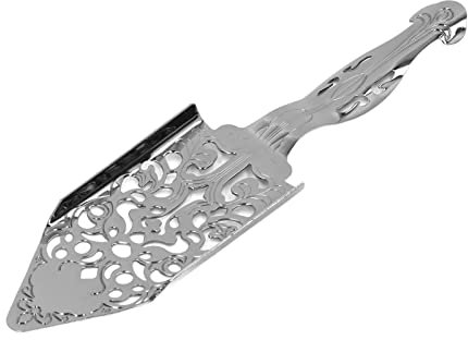 Cuchara de Absenta con Curvo, ProteccióN de Bordes, Filtro de Absenta para CóCtel, Cuchara Funcional de Acero Inoxidable 304 para Camareros (Plata)