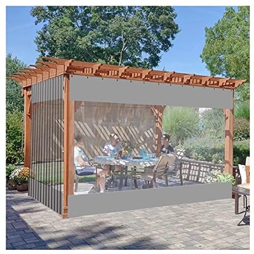 STRMAX Abdeckplane Holz,Terrassenvorhang for Den Außenbereich, Mit Ösen, Transparente Plane, wasserdichte Plane for Terrassen, Veranda, Bildschirmräume, Pavillons (Color : Clear, Size : 5x2.5m)