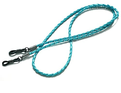 Brillenkette Buntes Leder Brillenband Schnur Seilband Leder Brillenband Verstellbares Ende Brillenhalter Brillenzubehör Hellblau